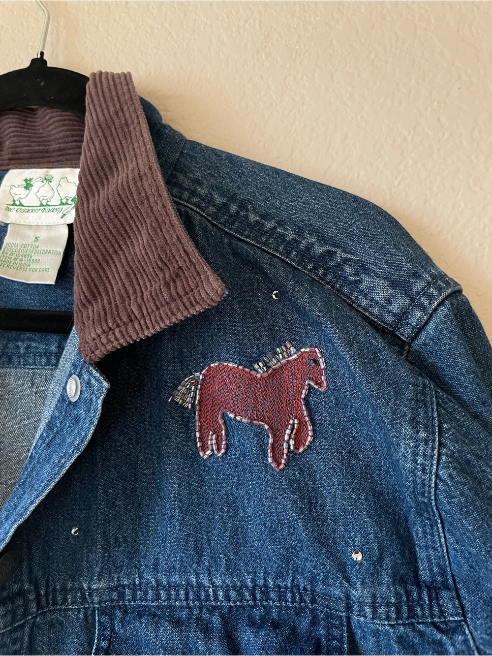 The Quacker Factory Denim Jacket with Embroidered Beaded Horses - Picture 4 of 10